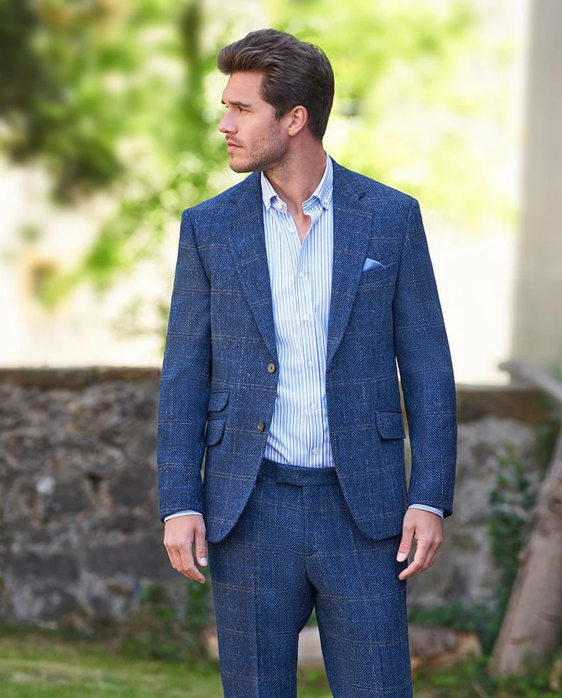Harris Tweed Sakko "London" in dark-blue herringbone
