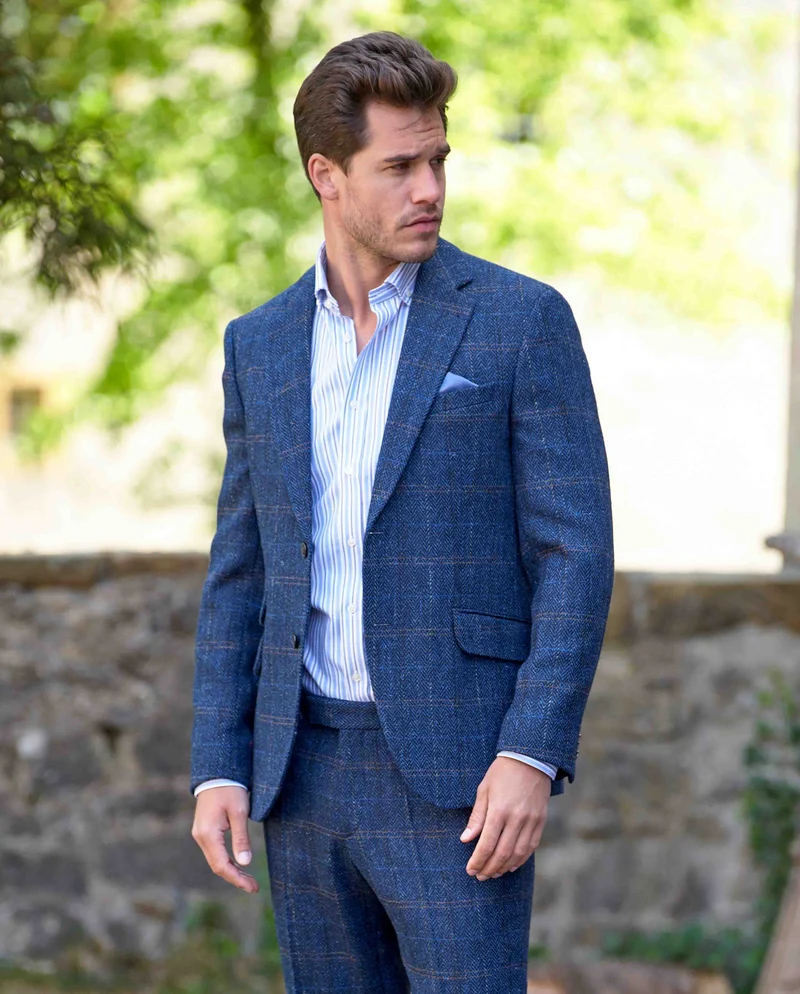 Harris Tweed Sakko "London" in dark-blue herringbone