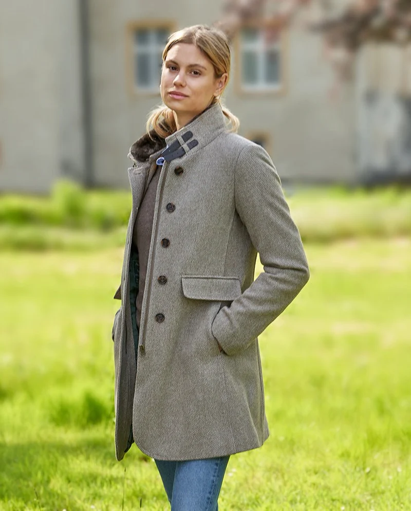 Damen Tweedmantel "Paula" in hazel herringbone