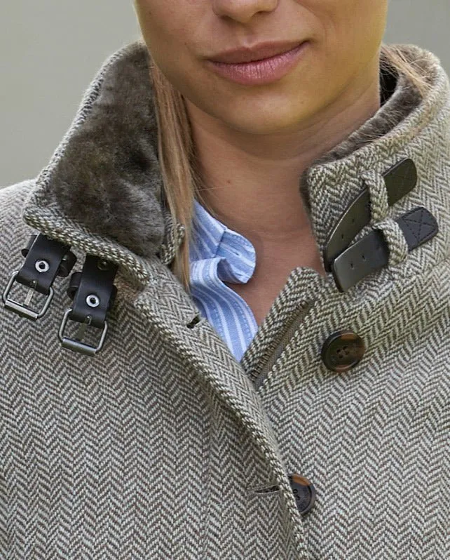 Damen Tweedmantel "Paula" in hazel herringbone
