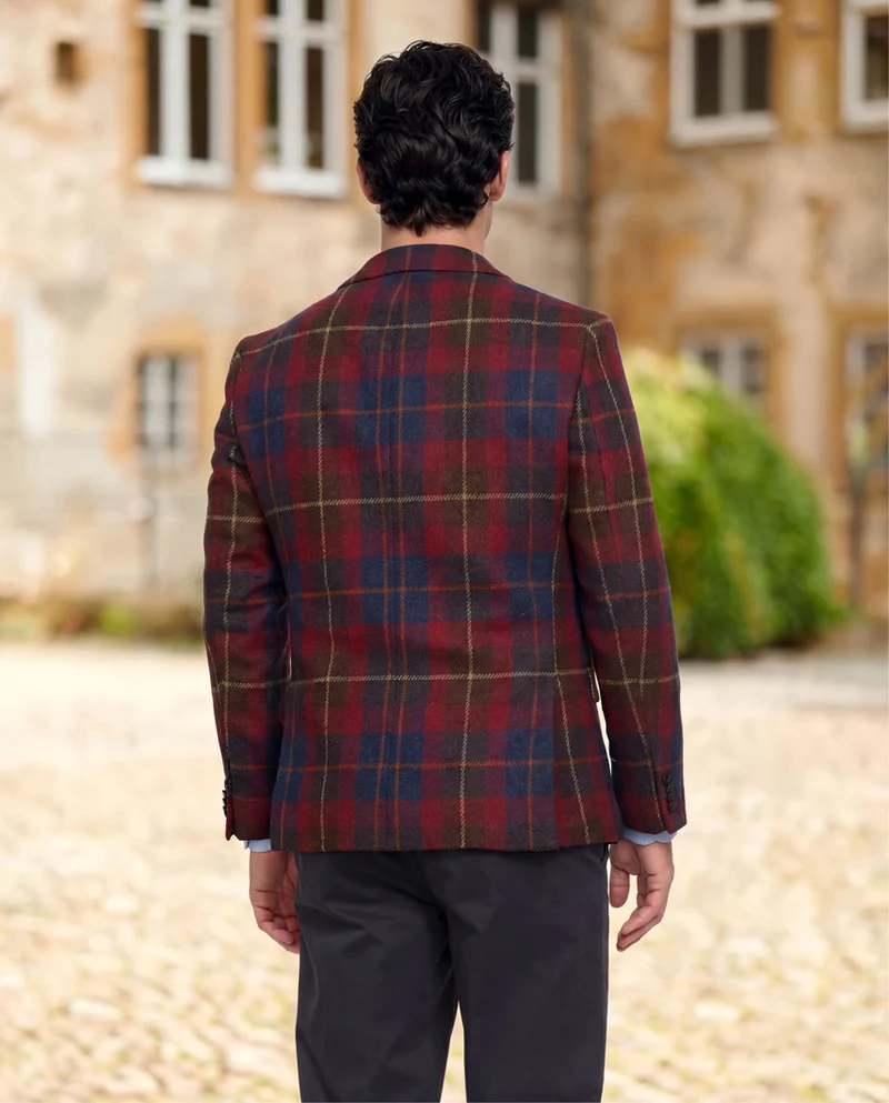 Harris Tweed Sakko "London" in berry check