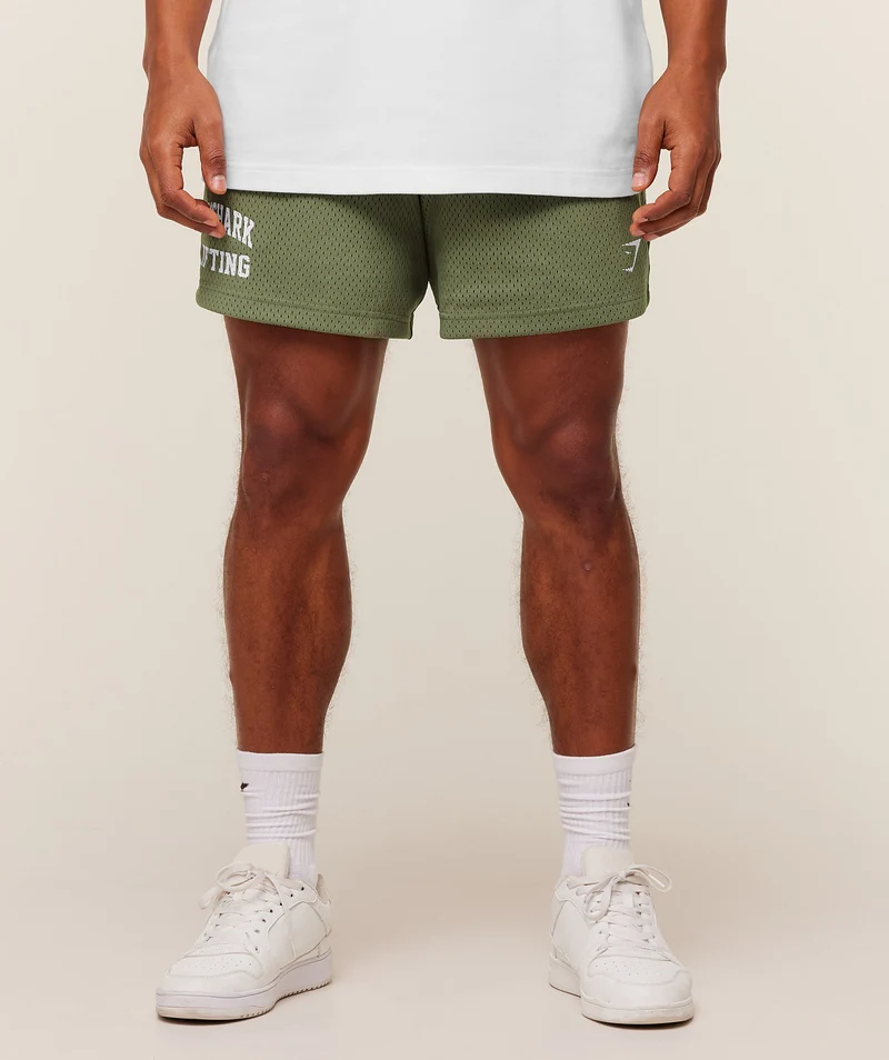 Gymshark Lifting Mesh 5" Shorts - Grounded Green