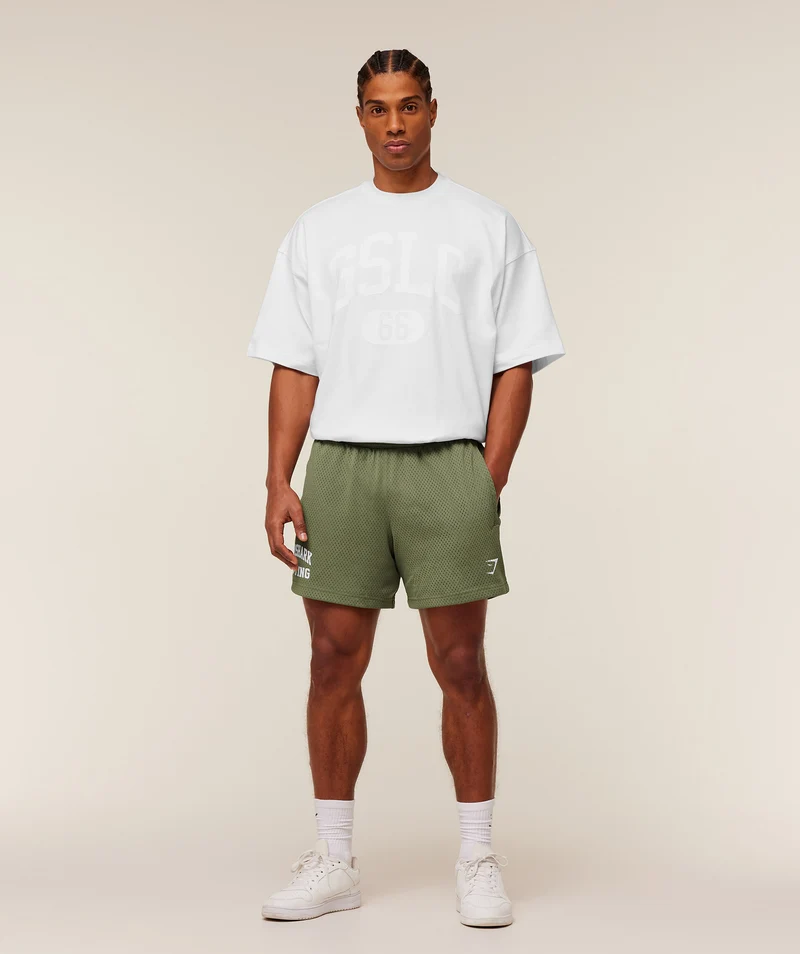 Gymshark Lifting Mesh 5" Shorts - Grounded Green