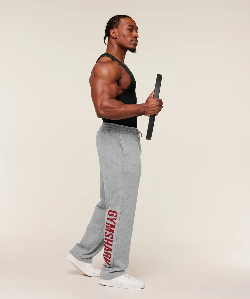 Gymshark Power Straight Leg Pant - Charcoal Core Marl/Sets Red