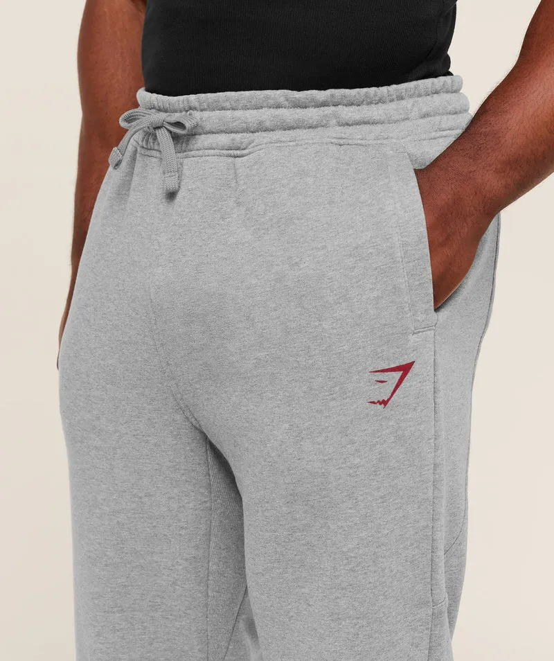 Gymshark Power Straight Leg Pant - Charcoal Core Marl/Sets Red