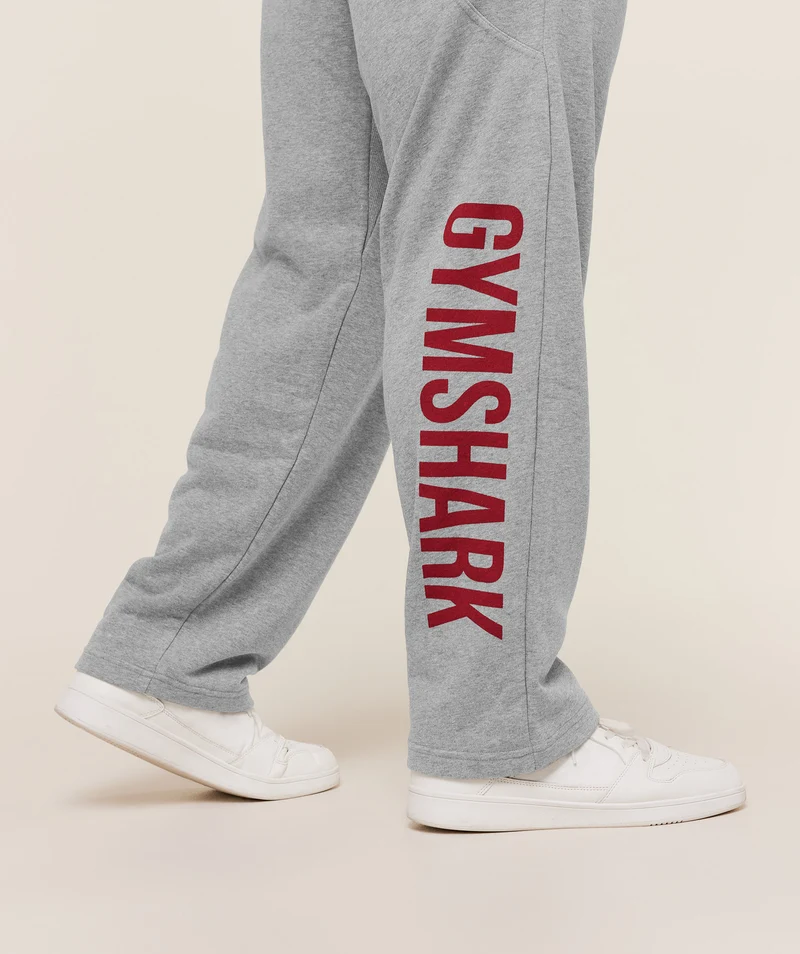 Gymshark Power Straight Leg Pant - Charcoal Core Marl/Sets Red