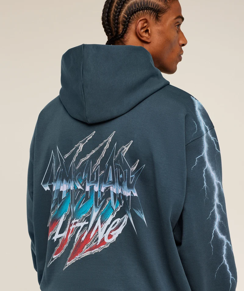 Gymshark Eagle Band Style Graphic Hoodie - Stealth Blue