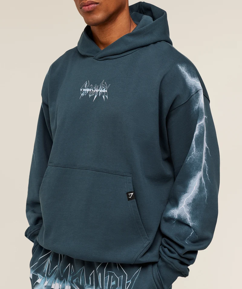 Gymshark Eagle Band Style Graphic Hoodie - Stealth Blue