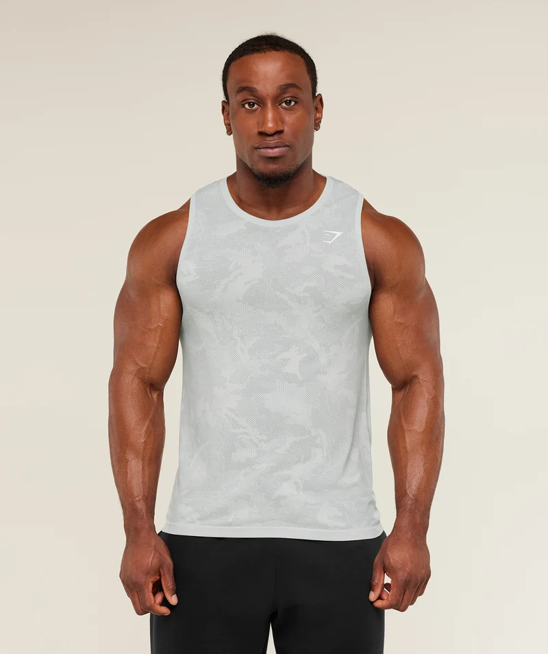 Gymshark Geo Seamless Tank - Light Grey/Smokey Grey