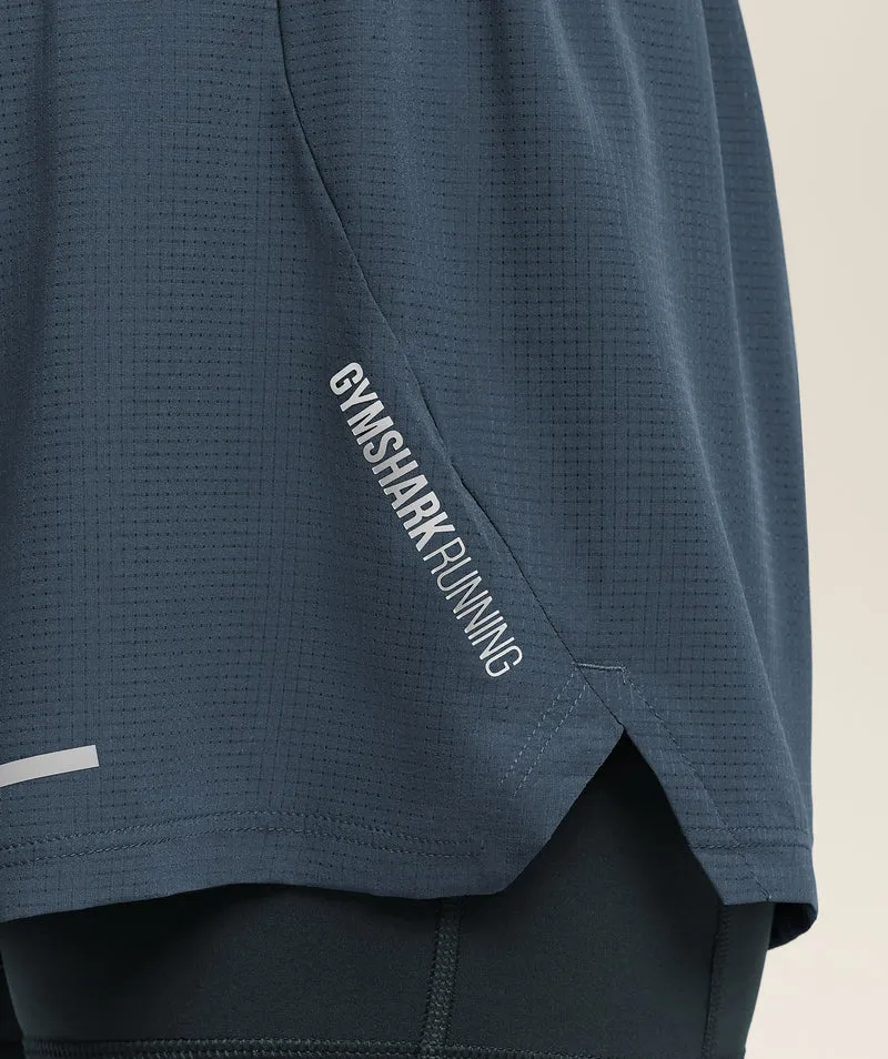 Gymshark Running 4" 2-in-1 Shorts - Stealth Blue/Deep Petrol Blue