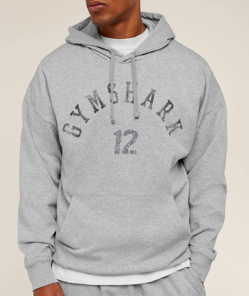 Gymshark 12 Graphic Hoodie - Light Grey Core Marl