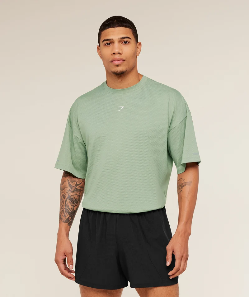 Gymshark Running Graphic T-Shirt - Haze Green