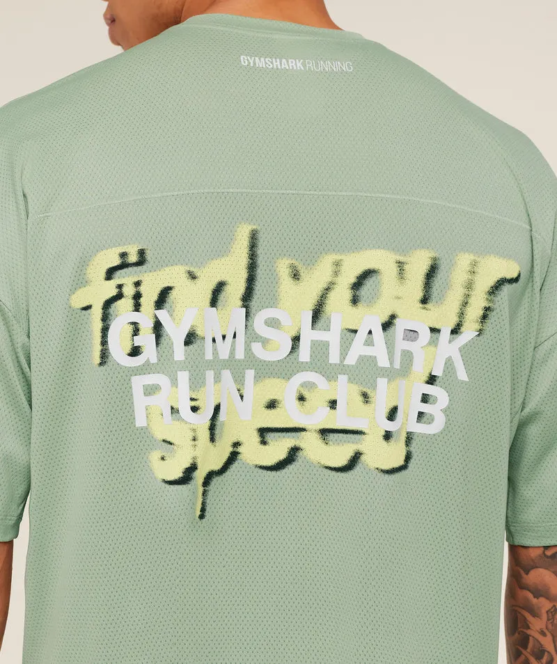 Gymshark Running Graphic T-Shirt - Haze Green