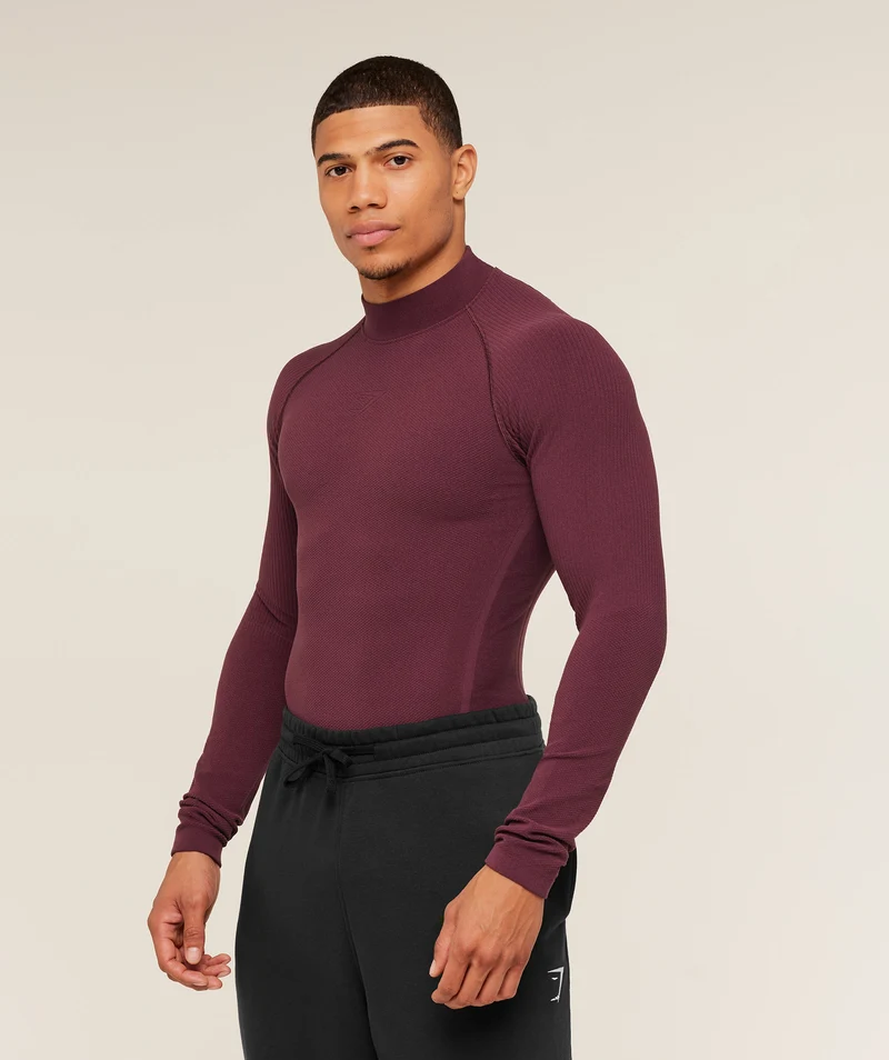 Gymshark Physique Long Sleeve T-Shirt - Impact Burgundy/Cherry Purple