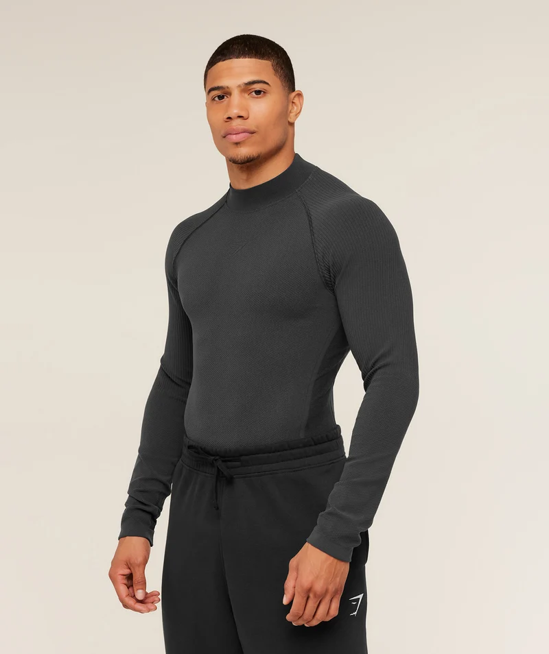 Gymshark Physique Long Sleeve T-Shirt - Onyx Grey/Black