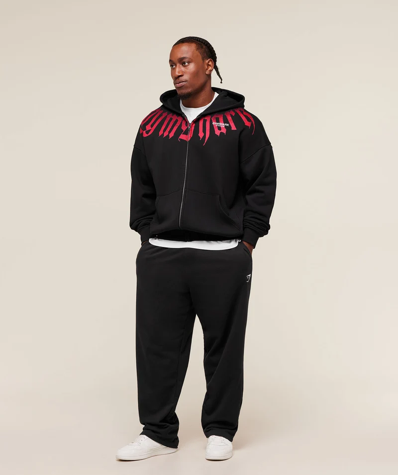 Gymshark Fade Graphic Zip Up Hoodie - Black