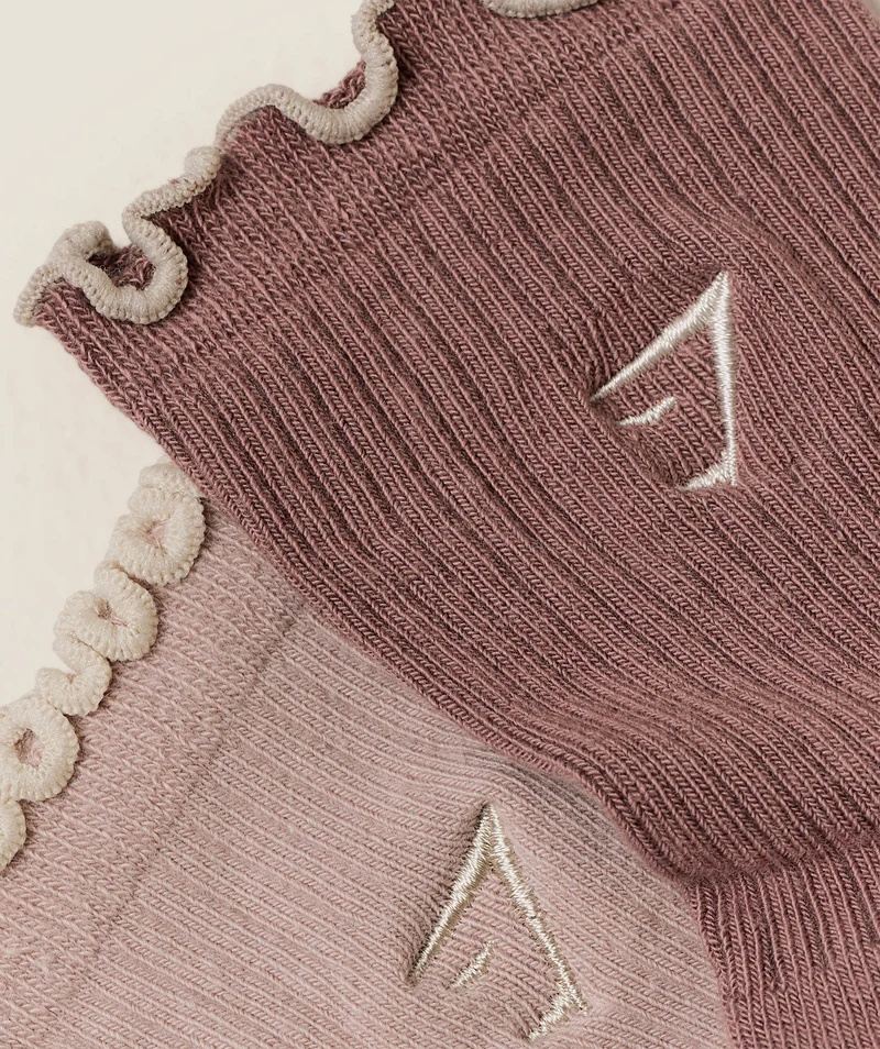 Gymshark Midi Frill Socks 3pk - Dusk Pink/Muted Pink/Chestnut Pink