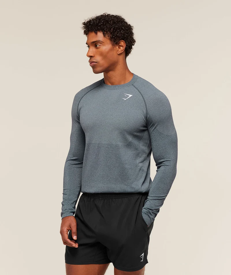 Gymshark Vital Seamless Long Sleeve T-Shirt - Iron Blue/Smoke Blue