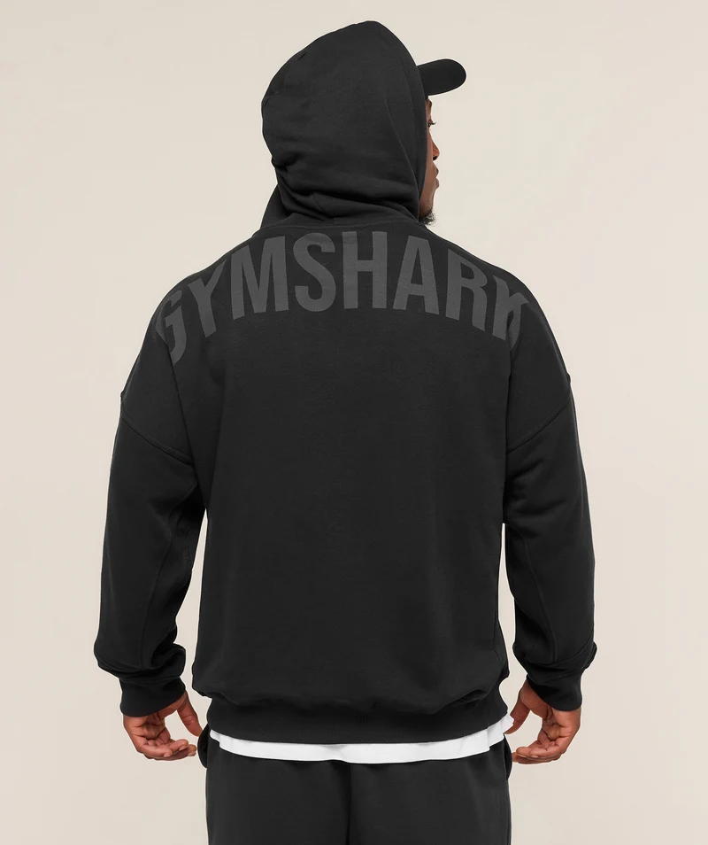 Gymshark Power Zip Up Hoodie - Black/Asphalt Grey