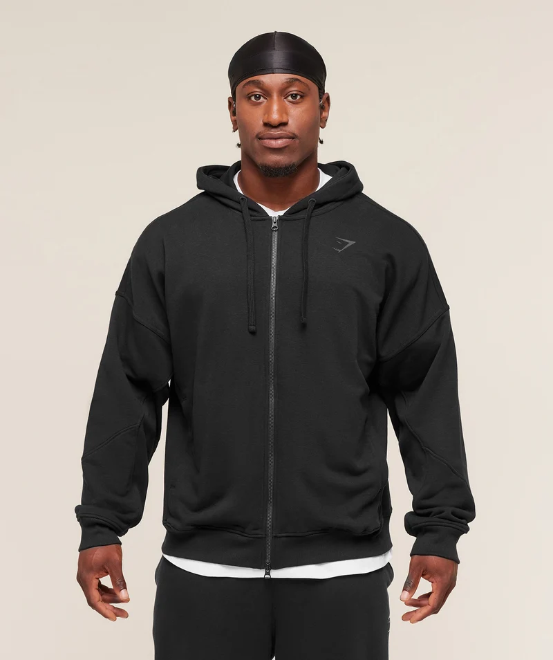 Gymshark Power Zip Up Hoodie - Black/Asphalt Grey