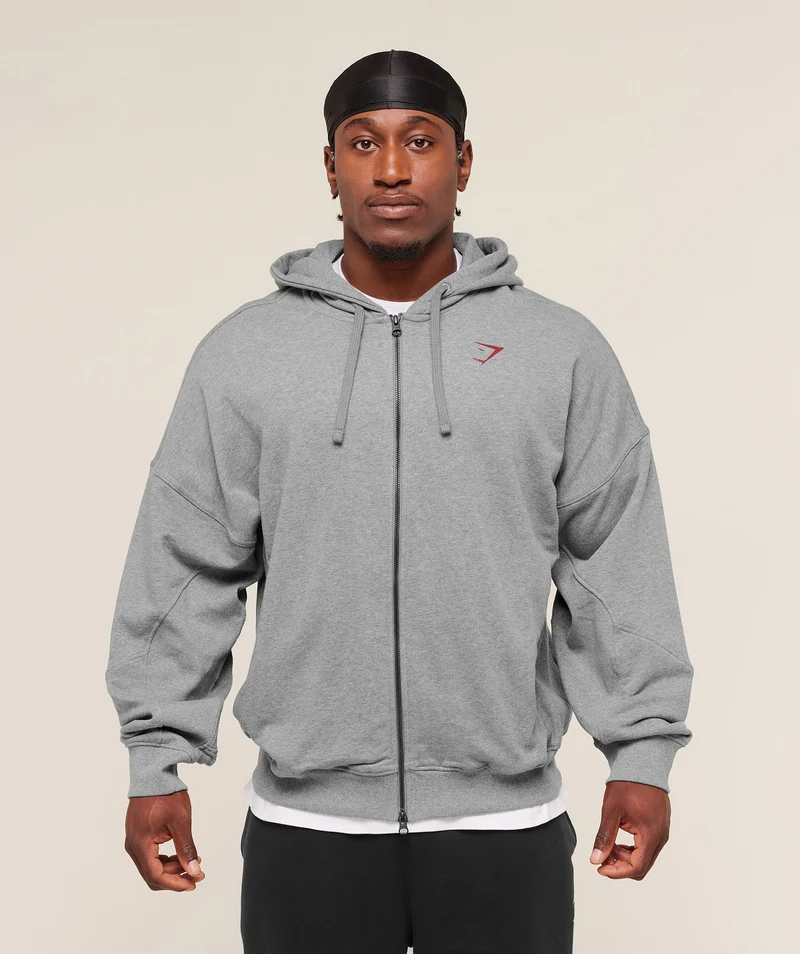 Gymshark Power Zip Up Hoodie - Charcoal Core Marl