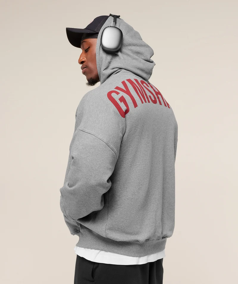 Gymshark Power Zip Up Hoodie - Charcoal Core Marl