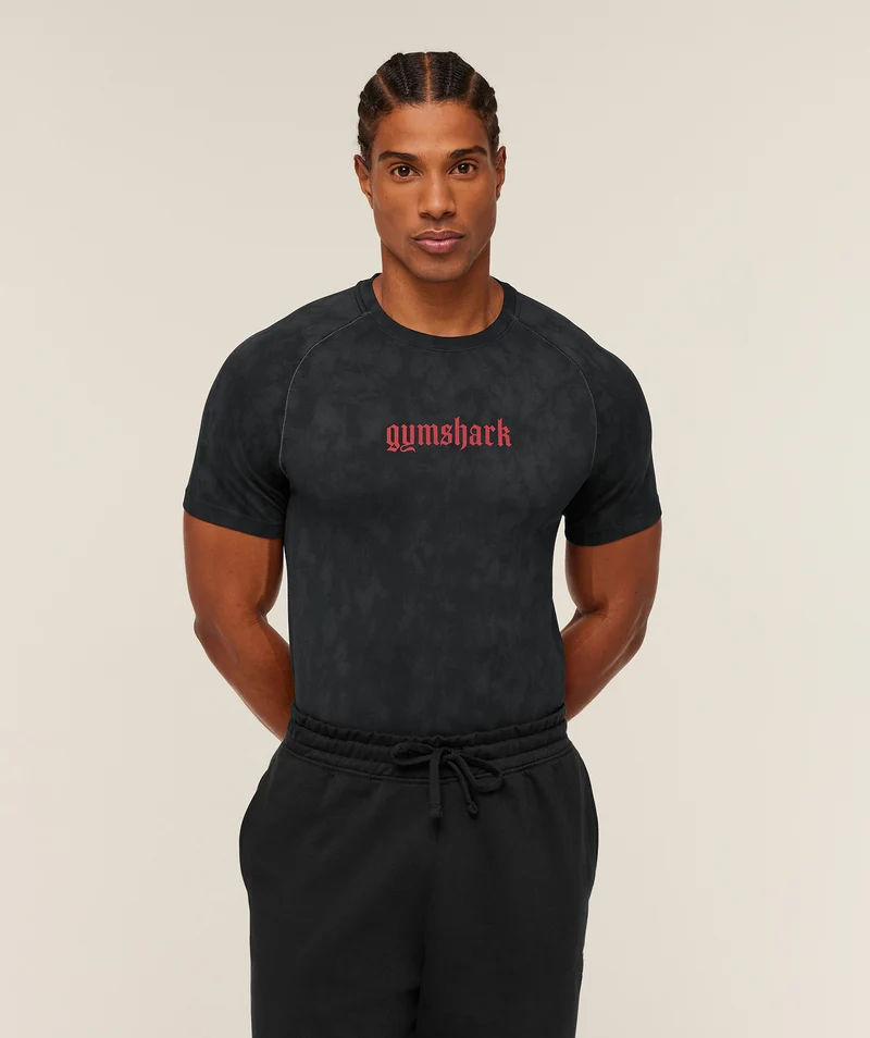 Gymshark Grunge Seamless T-Shirt - Black/Onyx Grey