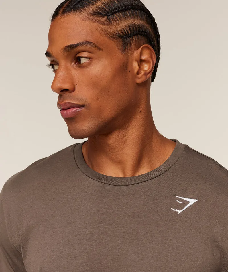 Gymshark Crest Long Sleeve T-Shirt - Soft Brown