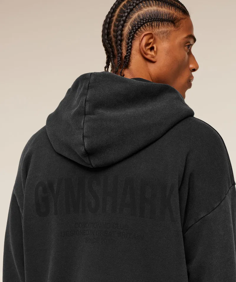 Gymshark Conditioning Club Washed Zip Through Hoodie - Black/Wash