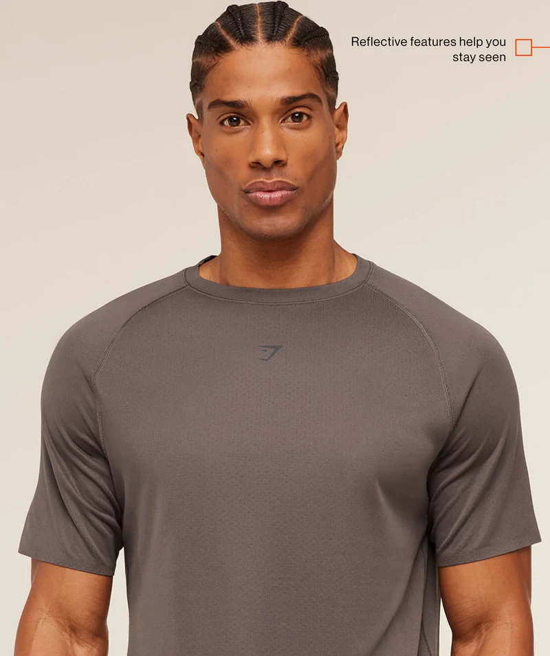 Gymshark Hybrid Engineered Jacquard T-Shirt - Cool Brown
