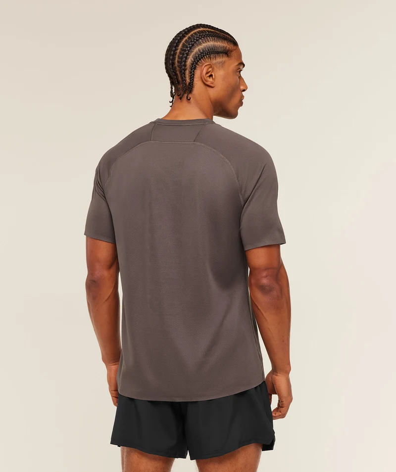 Gymshark Hybrid Engineered Jacquard T-Shirt - Cool Brown