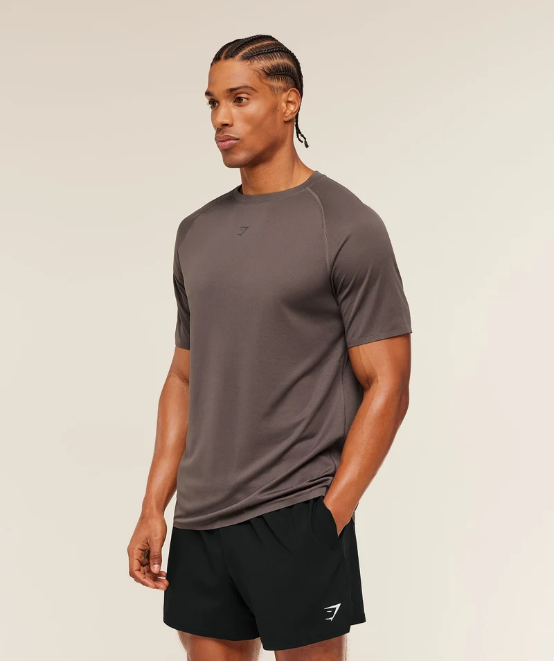 Gymshark Hybrid Engineered Jacquard T-Shirt - Cool Brown