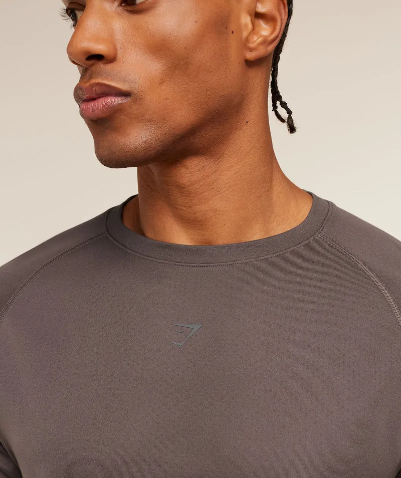 Gymshark Hybrid Engineered Jacquard T-Shirt - Cool Brown