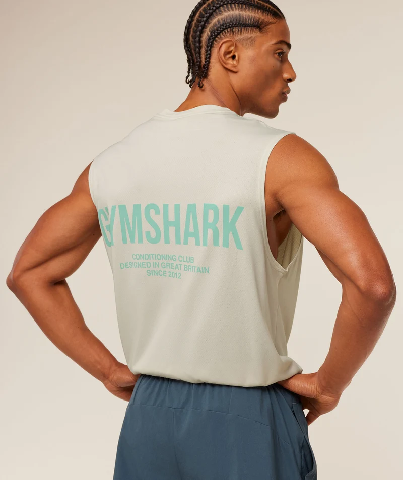 Gymshark Conditioning Club Washed Tank - Soft White/Pop Turquoise/Wash