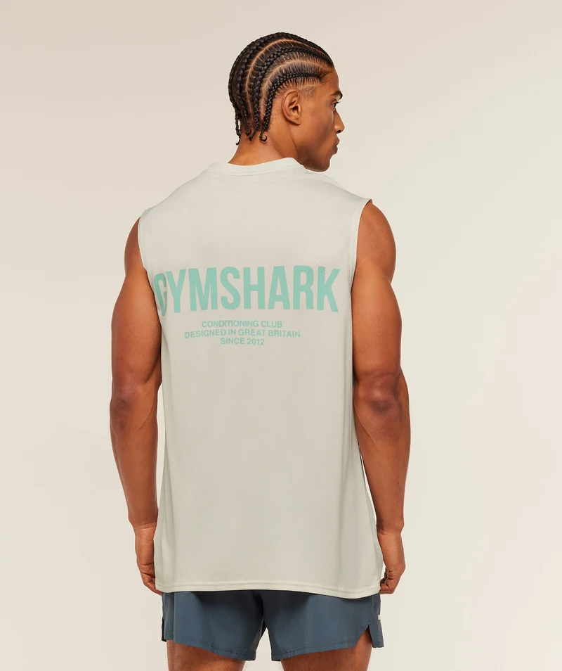 Gymshark Conditioning Club Washed Tank - Soft White/Pop Turquoise/Wash