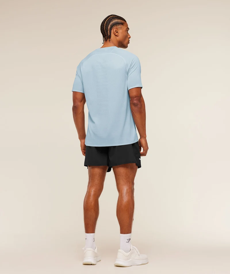 Gymshark Hybrid Engineered Jacquard T-Shirt - Chilled Blue