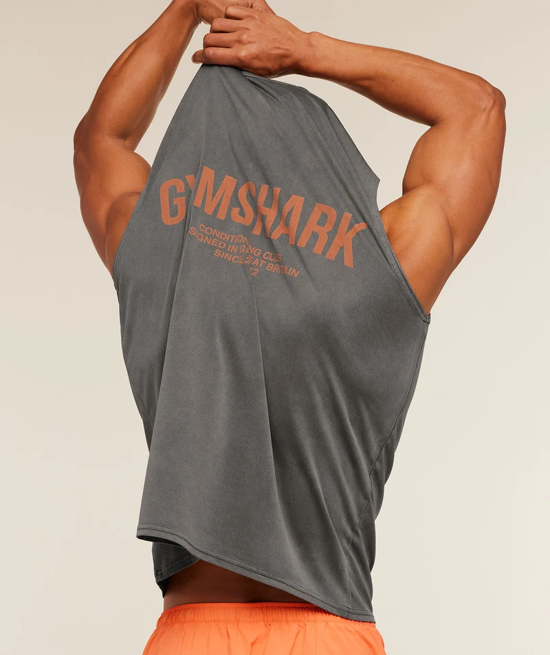 Gymshark Conditioning Club Washed Tank - Black/Dayglow Peach/Wash