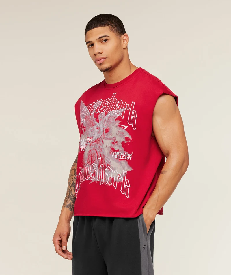 Gymshark GS x Carlos Cut off Tee - Carmine Red