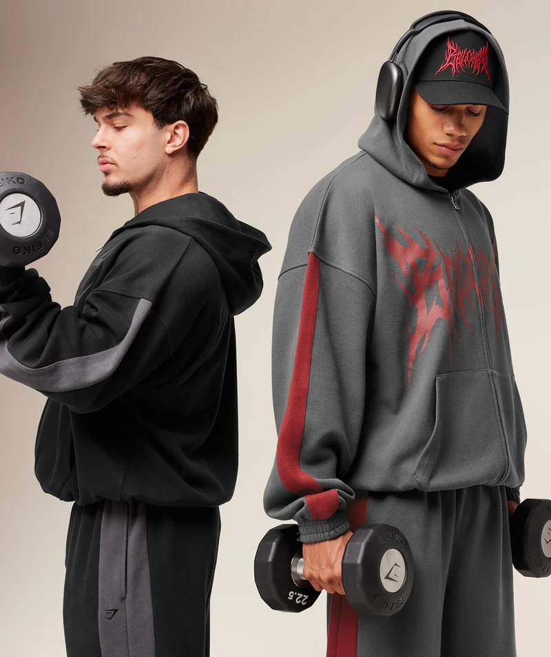Gymshark x Carlos Belcast Zip Up Hoodie - Onyx Grey