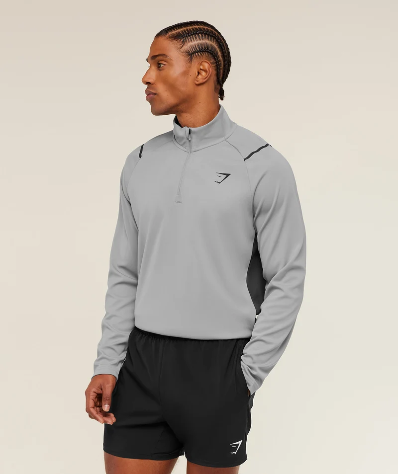 Gymshark Arrival Contrast 1/4 Zip - Smokey Grey/Onyx Grey