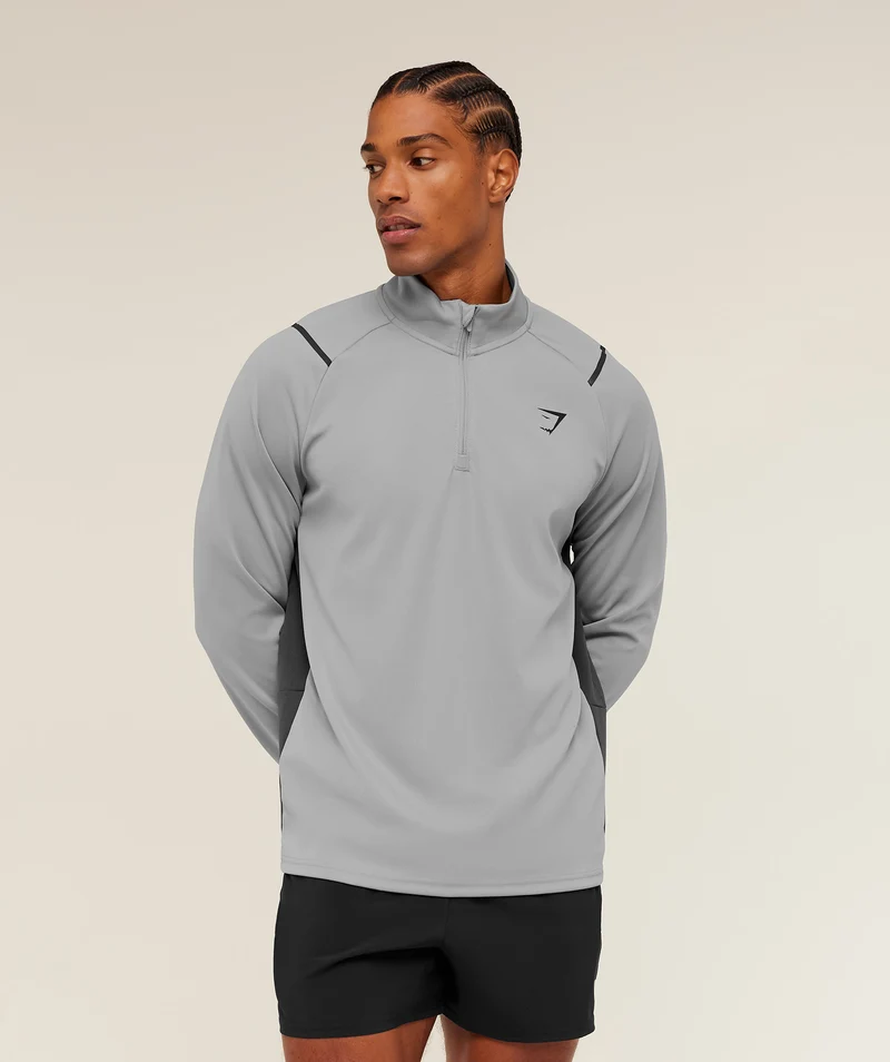 Gymshark Arrival Contrast 1/4 Zip - Smokey Grey/Onyx Grey