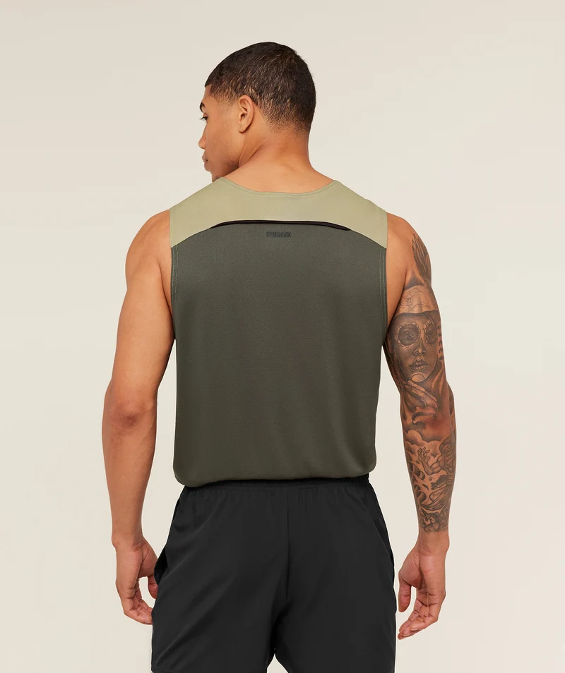 Gymshark Arrival Contrast Tank - Grounded Green/Strength Green