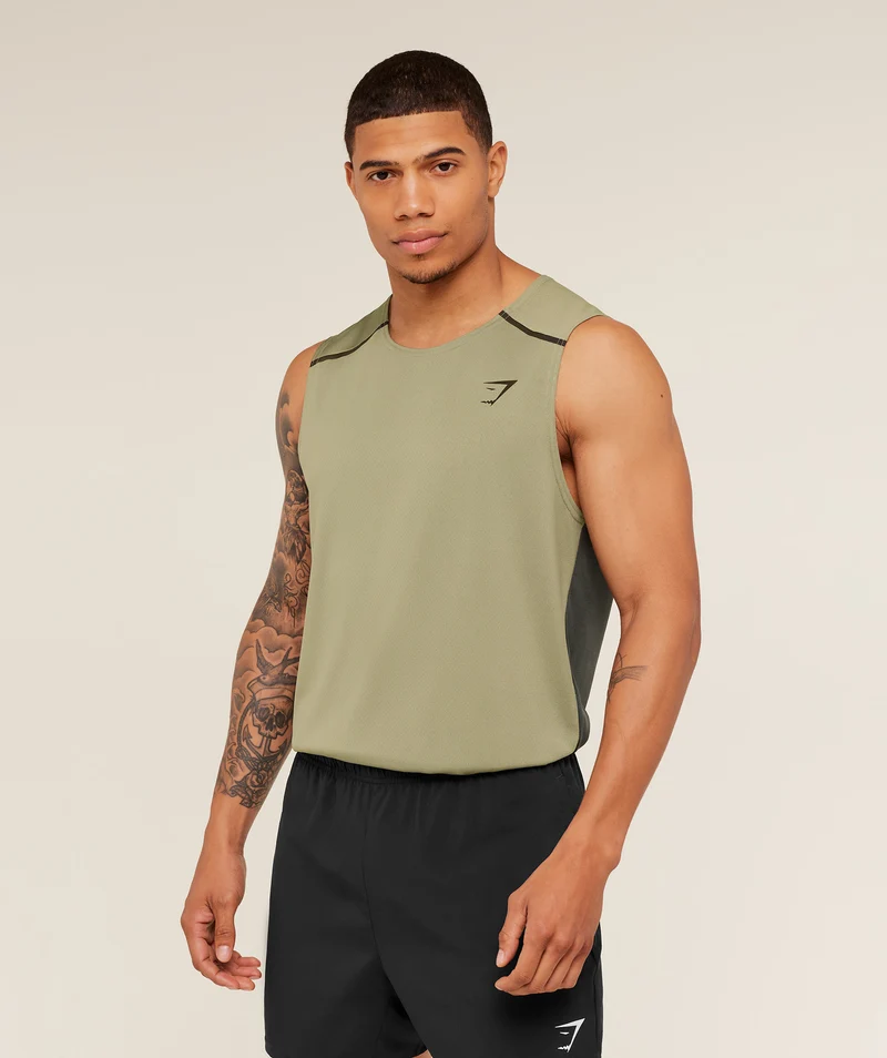 Gymshark Arrival Contrast Tank - Grounded Green/Strength Green