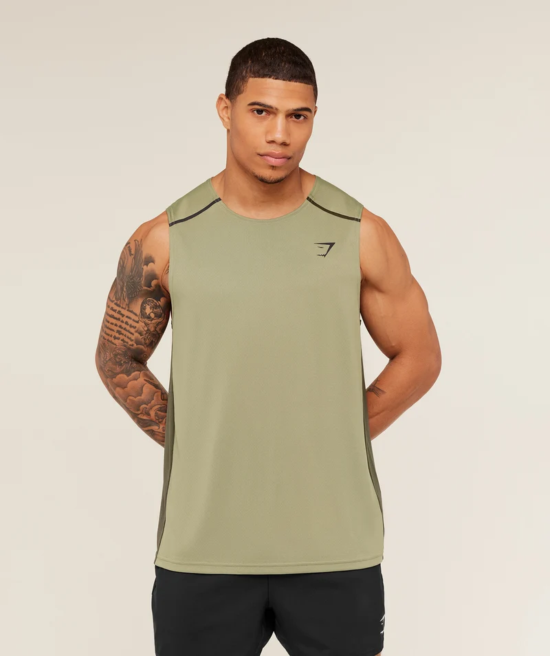 Gymshark Arrival Contrast Tank - Grounded Green/Strength Green