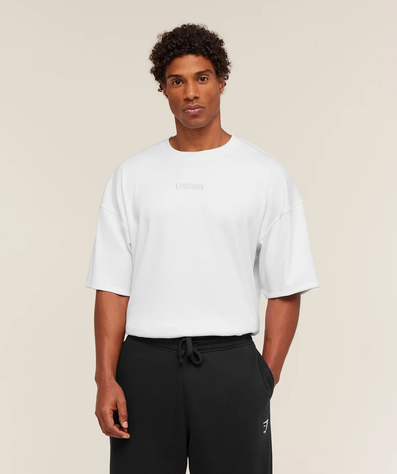 Gymshark Oversized Premium Ribbed T-Shirt - White
