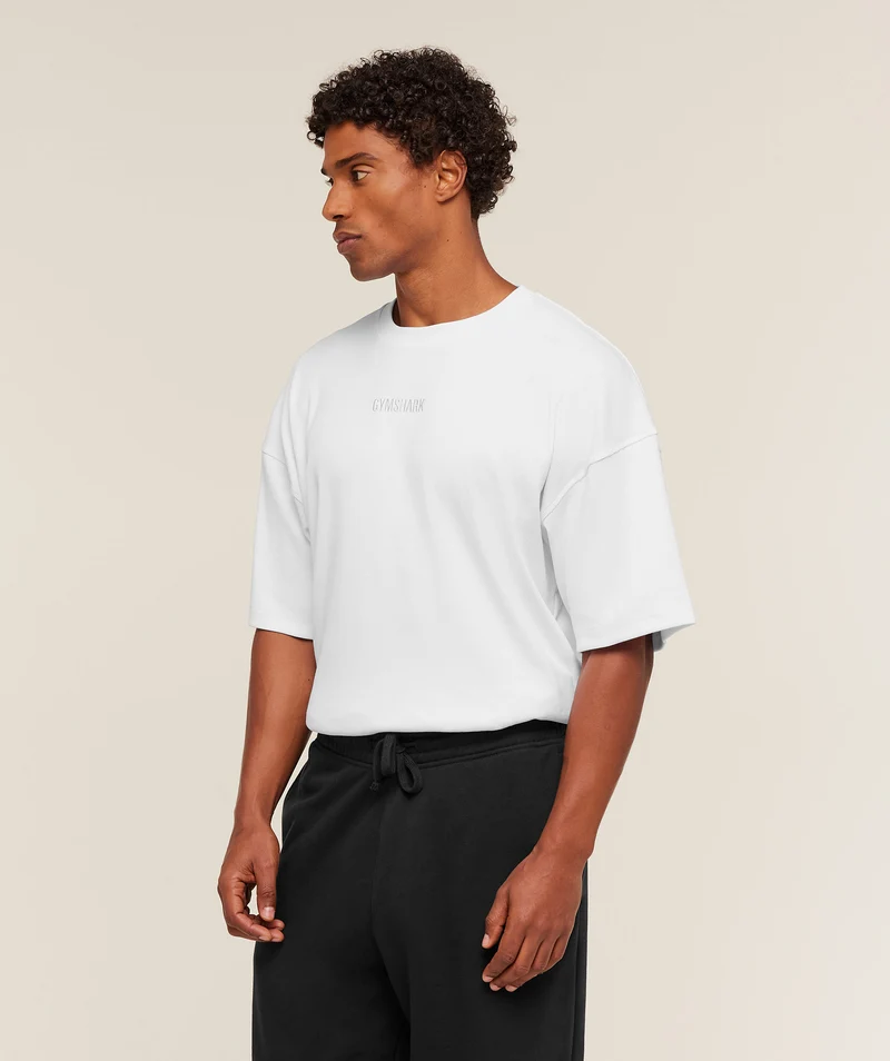Gymshark Oversized Premium Ribbed T-Shirt - White