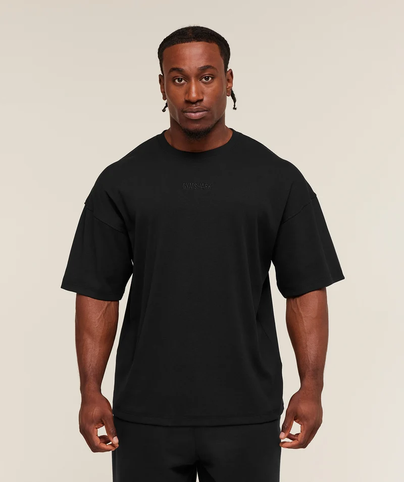 Gymshark Oversized Premium Ribbed T-Shirt - Black