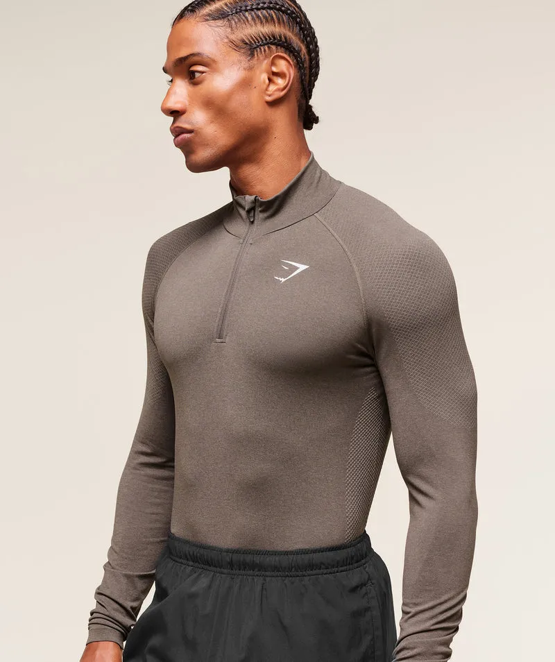 Gymshark Vital Seamless 1/4 Zip - Camo Brown/Linen Brown
