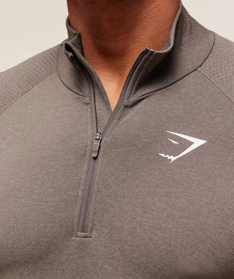 Gymshark Vital Seamless 1/4 Zip - Camo Brown/Linen Brown