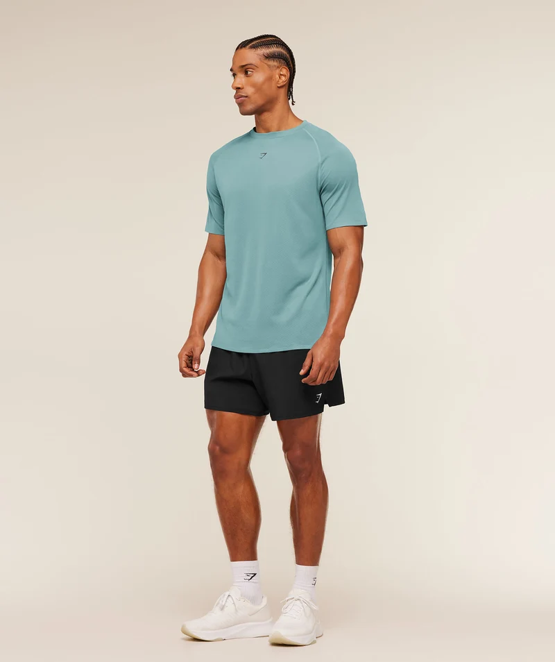 Gymshark Hybrid Engineered Jacquard T-Shirt - Storm Blue